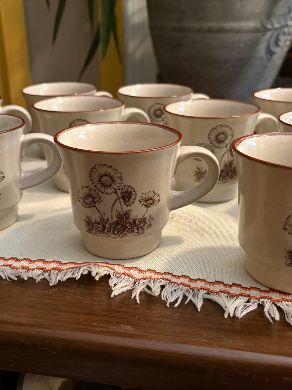 Vintage 1970s Noritake Desert Flowers Stoneware Mug Set 11 #8341 Made in Japan